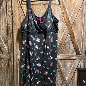 Betsey Johnson Torrid Floral Skull Print Black Dress